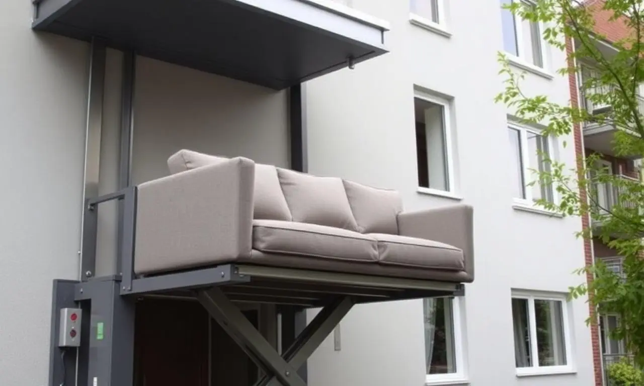 Verhuislift nodig voor grote meubels via balkon bij bovenwoning